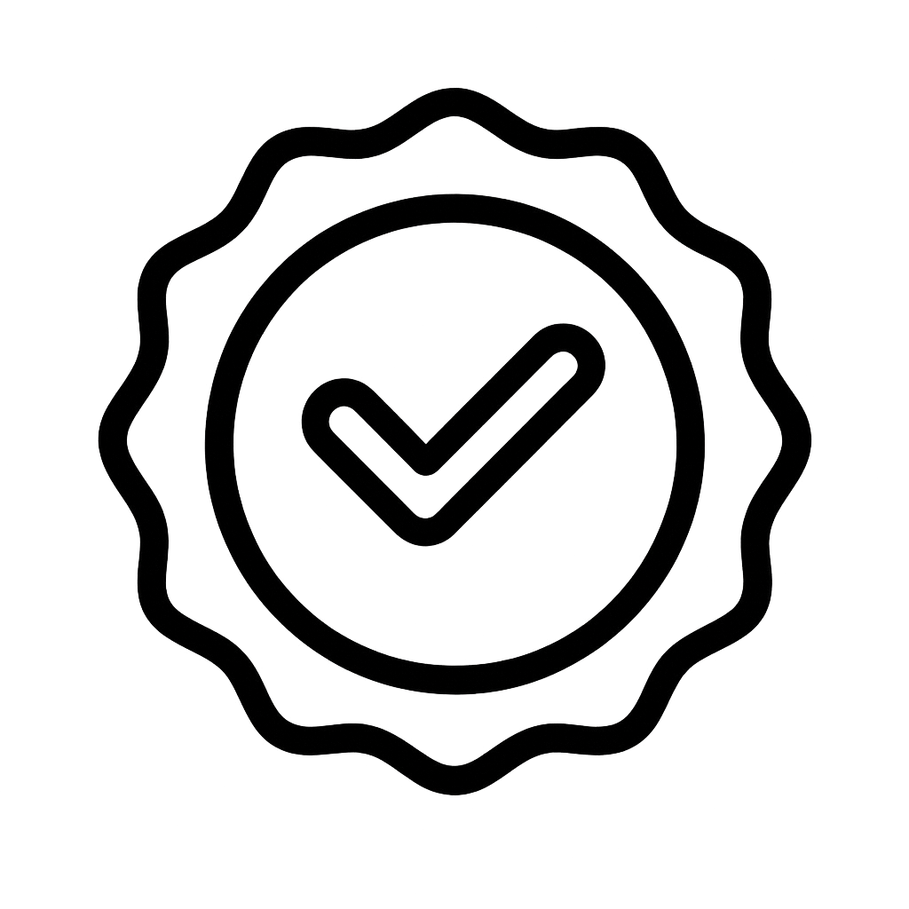 Icono de sello de calidad que representa la personalización de cada proyecto en AS Servicio