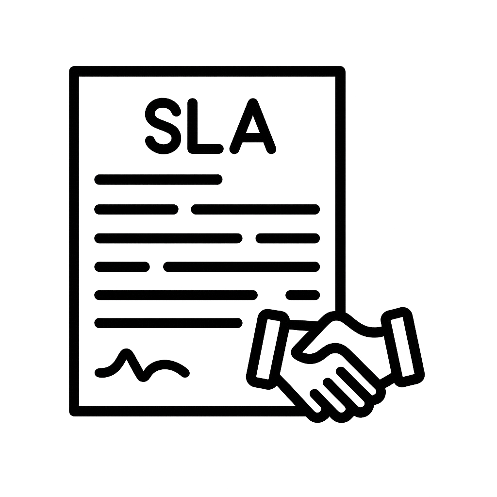 Icono de documento con métricas o acuerdo de servicio que refleja la garantía de cumplimiento de AS Servicio.